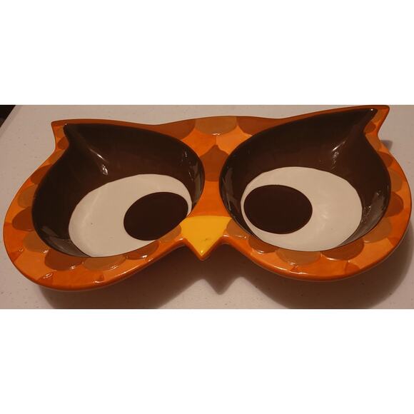 Mesa Owl Eyes Ceramic Divided Serving Dish Vintage Retro Mesa Home Products - Picture 1 of 5